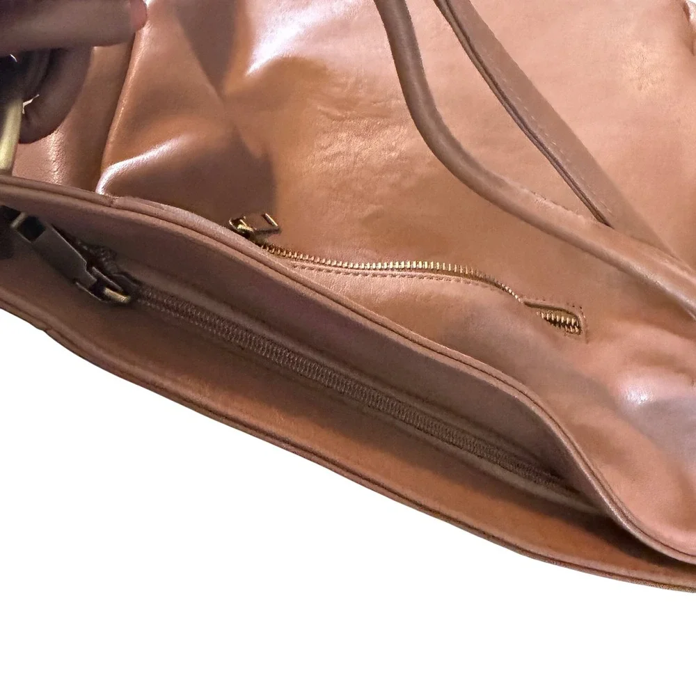 Antik Kraft Vegan Leather Hobo Bag Brown Ring Handle Slouchy Boho Shoulder Tote